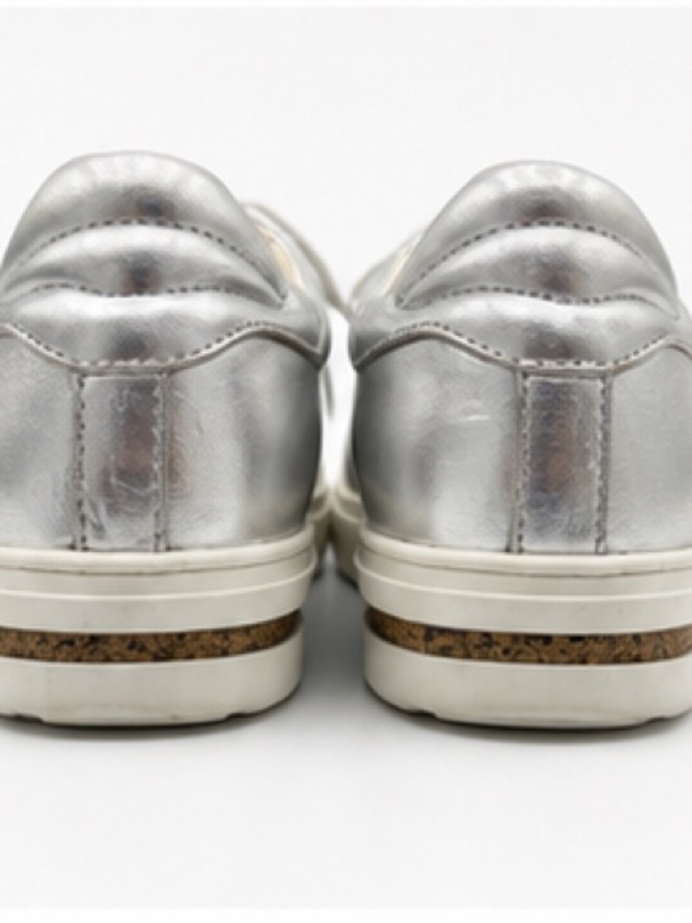 Birkenstock Metallic Silver Platform Sneakers